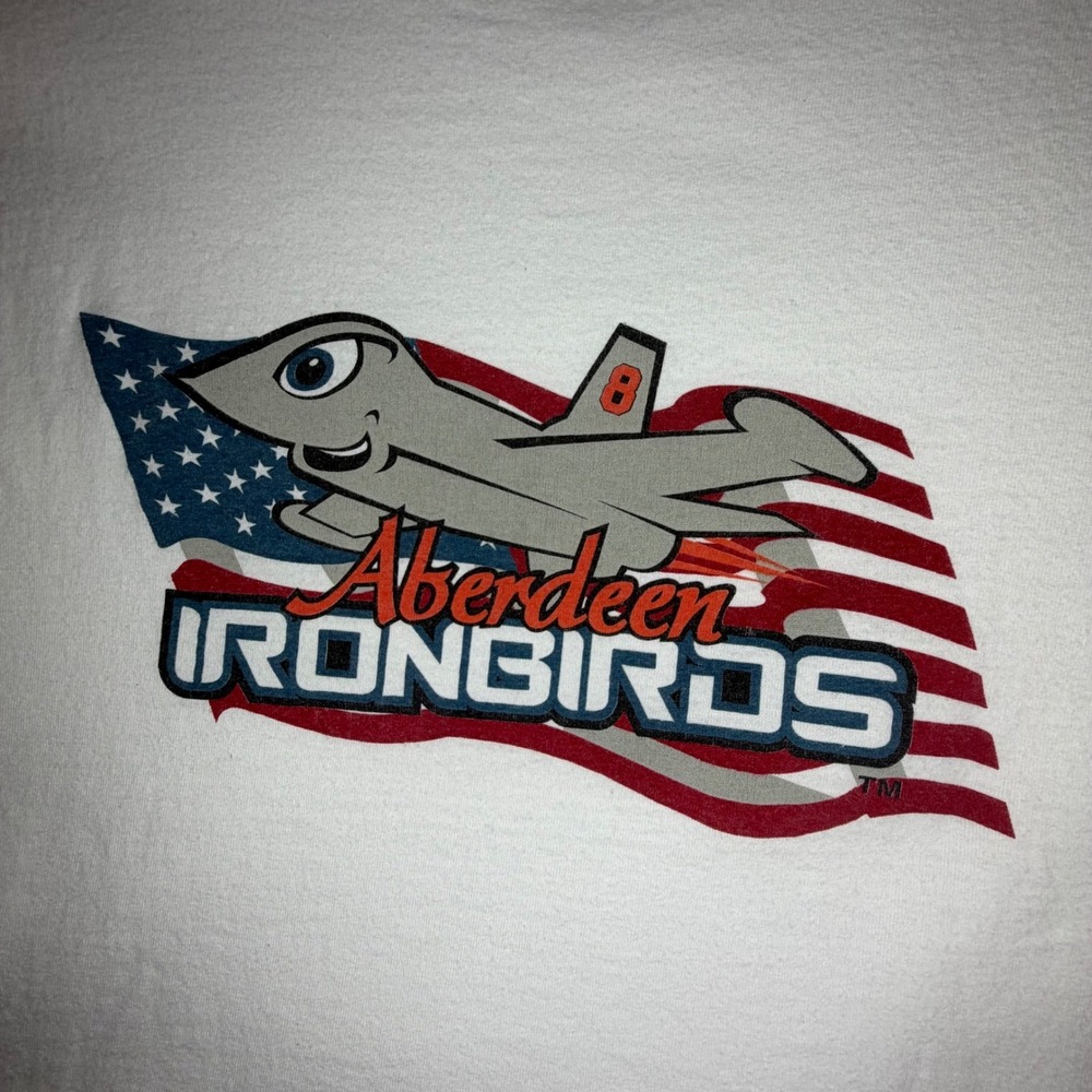 Vintage Aberdeen IronBirds MiLB Baseball‎ Graphic T-Shirt Mens XL White Cotton
